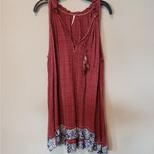Free People Burgundy tunic Top with Black and White Hem